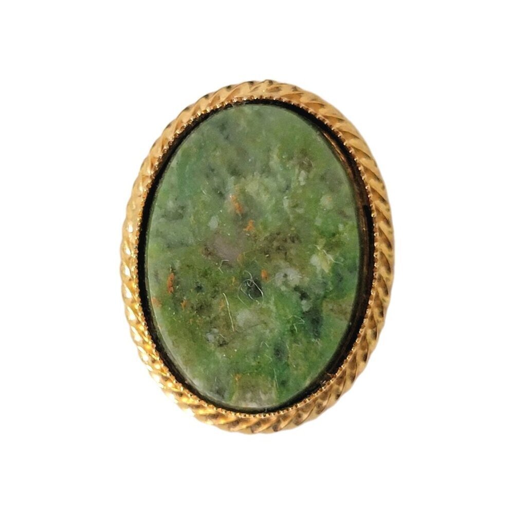 Connemara Marble Brooch Pin Oval Vintage Art Deco Gold Tone Ireland